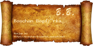 Boschan Bogárka névjegykártya